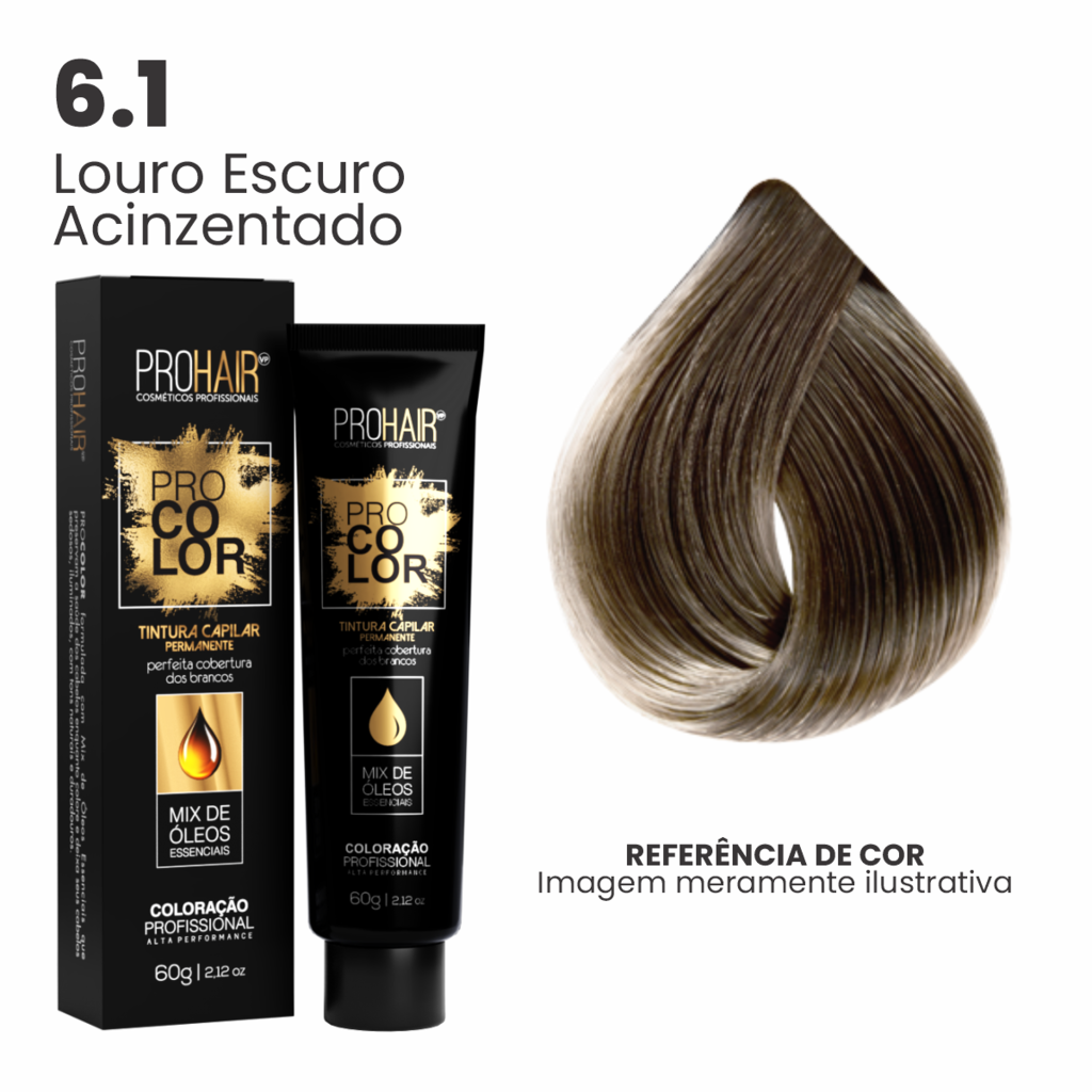 Coloração Profissional 60g Pro Color - 6.1 Louro Escuro Acinzentado