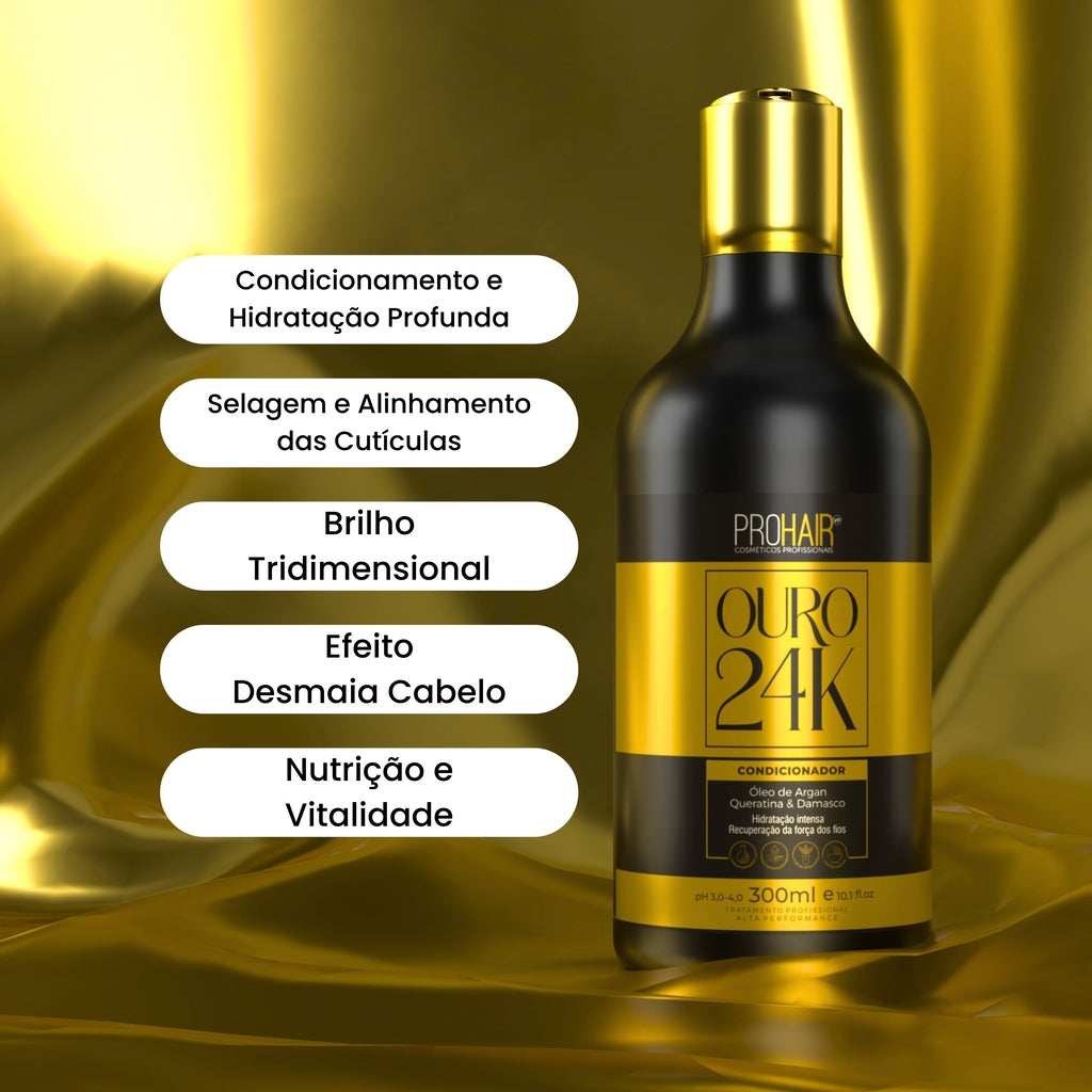 Condicionador de Hidratação Ouro 24k 300mL - Prohair