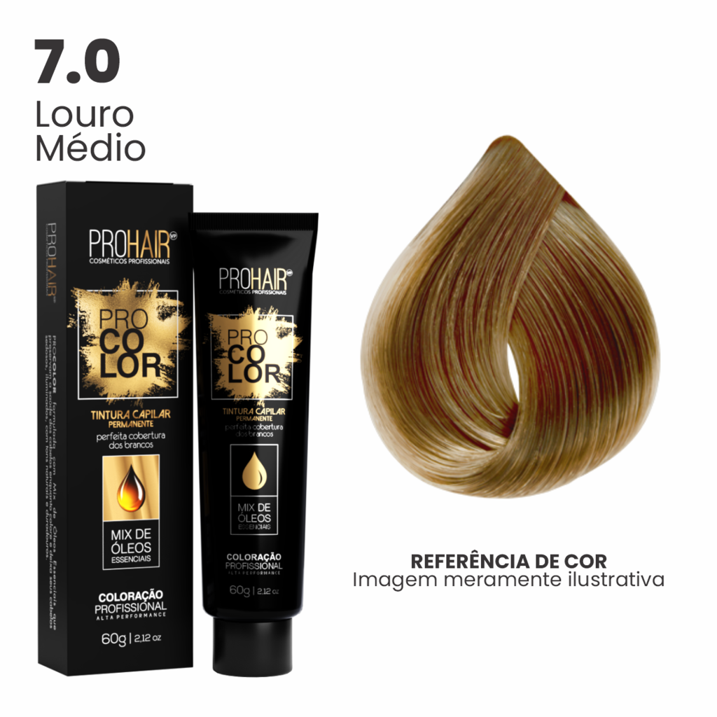 Coloração Profissional 60g Pro Color - 7.0 Louro Médio