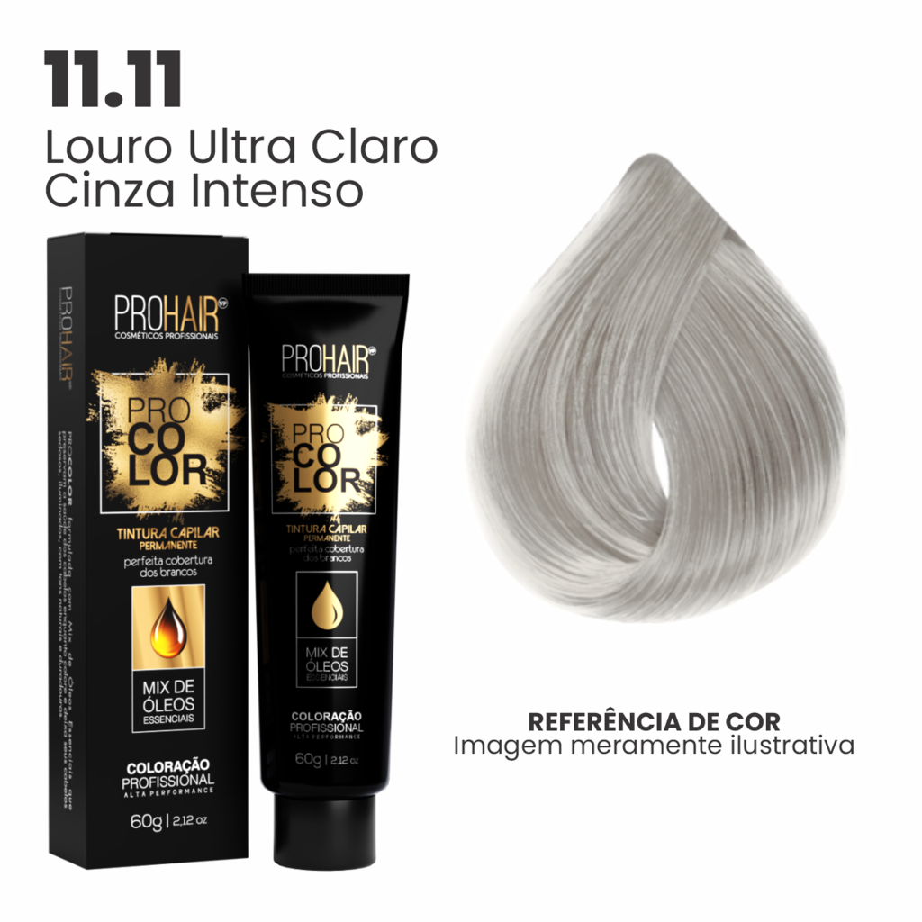 Coloração Profissional 60g Pro Color - 11.11 Louro Ultra Claro Cinza Intenso