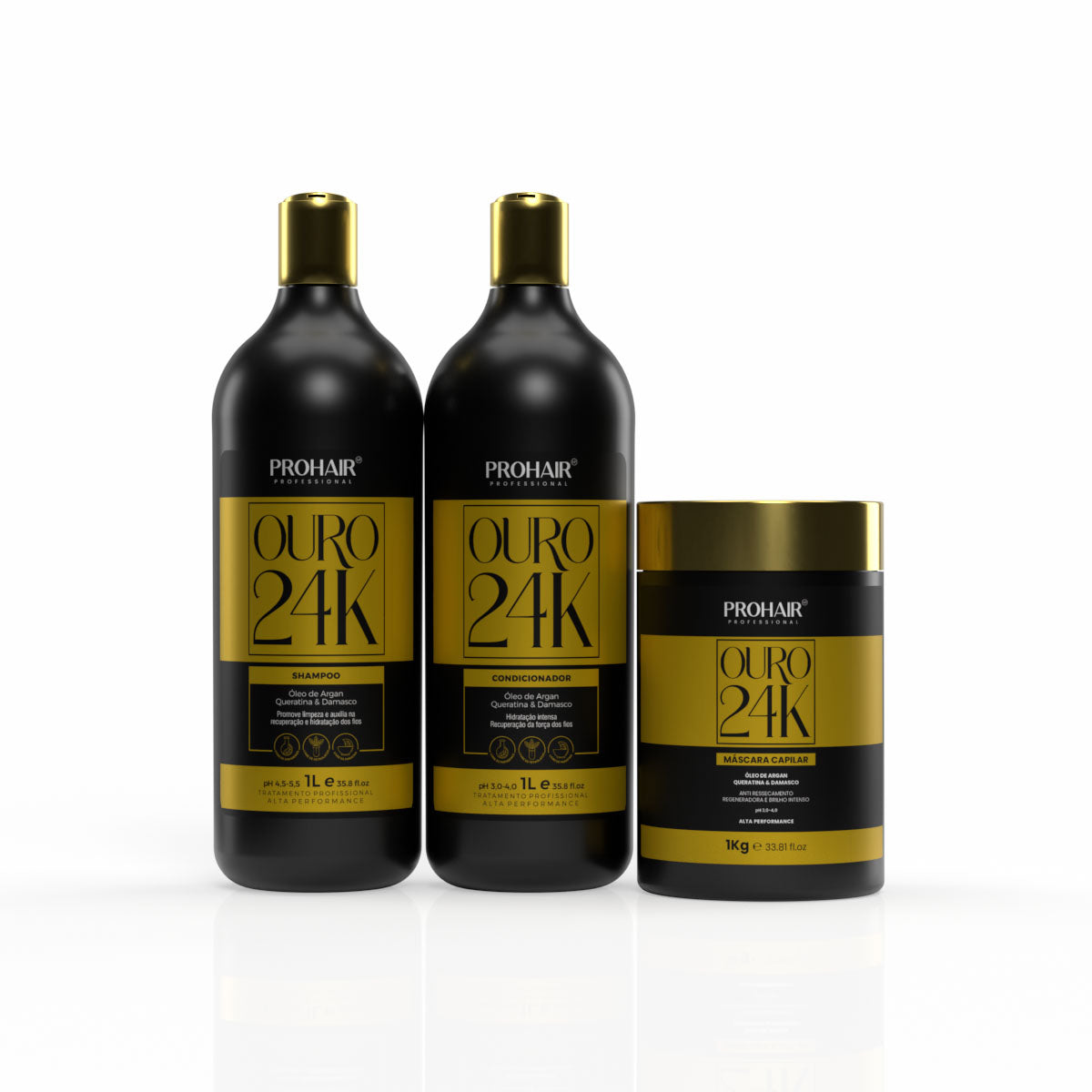 Kit Profissional de Hidratação Ouro 24K 3 itens - Prohair