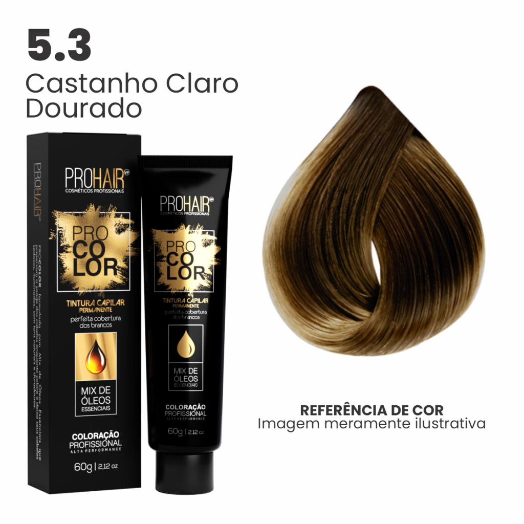 Coloração Profissional 60g Pro Color - 5.3 Castanho Claro Dourado