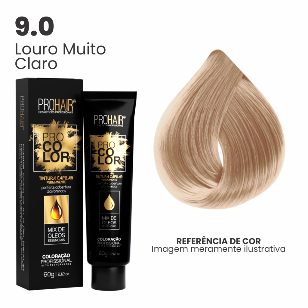 Coloração Profissional 60g Pro Color - 9.0 Louro Muito Claro