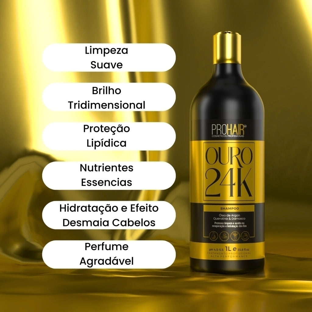 Shampo de Hidratação Ouro 24k 1L - Prohair