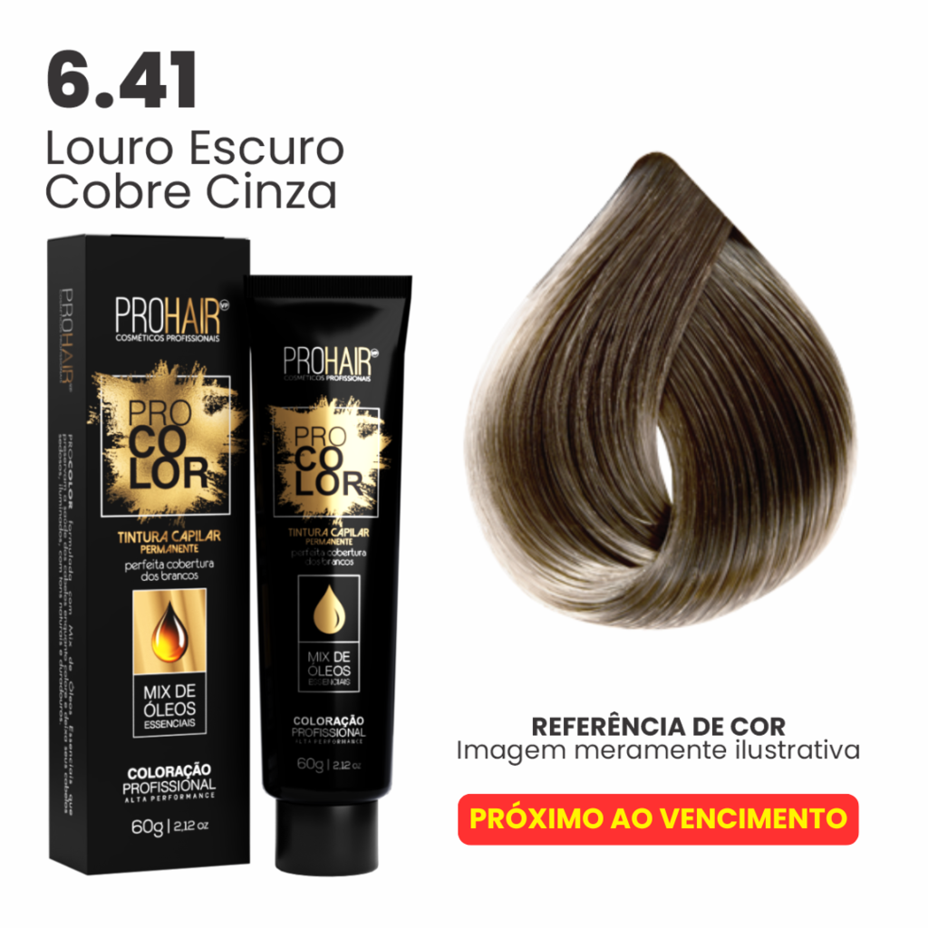 Coloração Profissional 60g Pro Color - 6.41 Louro Escuro Cobre Cinza