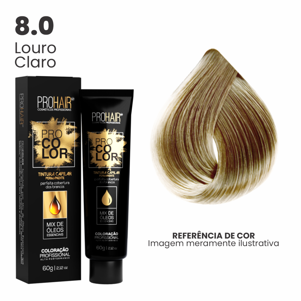 Coloração Profissional 60g Pro Color - 8.0 Louro Claro