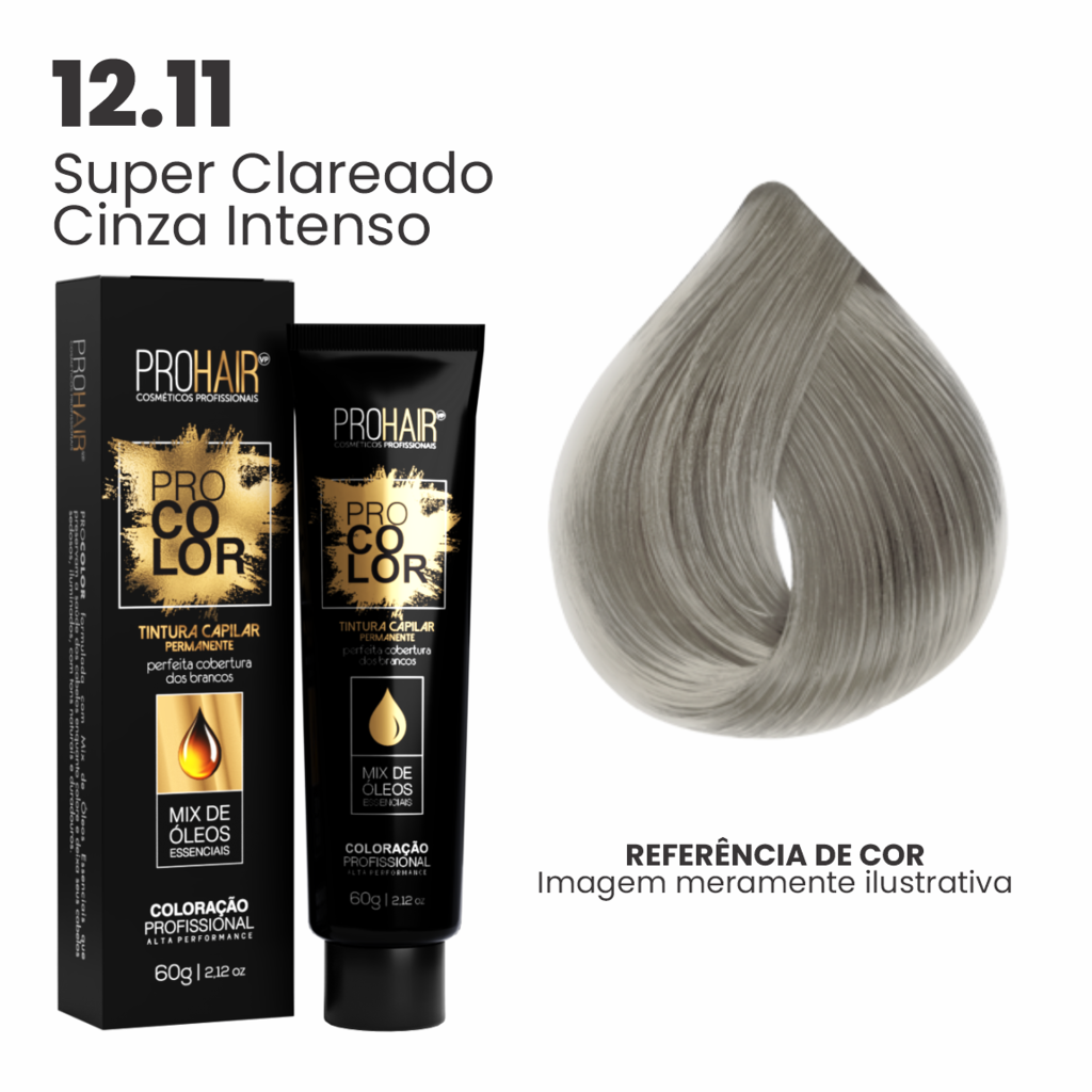 Coloração Profissional 60g Pro Color - 12.11 Super Clareador Cinza Intenso