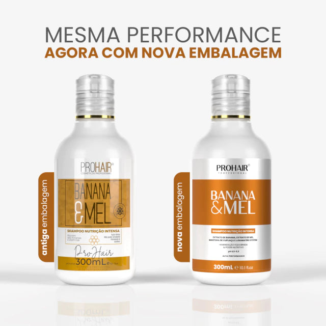 Shampoo de Nutrição Intensa Banana e Mel 300mL - Prohair