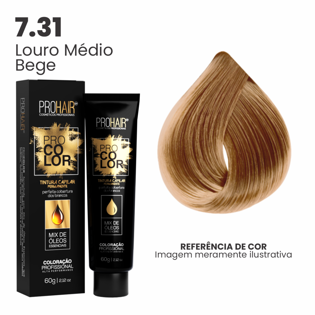 Coloração Profissional 60g Pro Color - 7.31 Louro Médio Bege