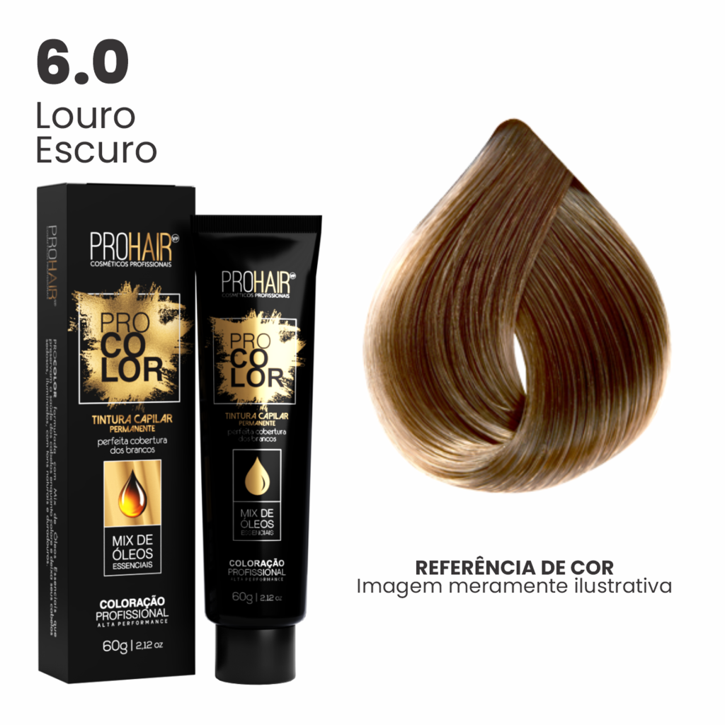 Coloração Profissional 60g Pro Color - 6.0 Louro Escuro