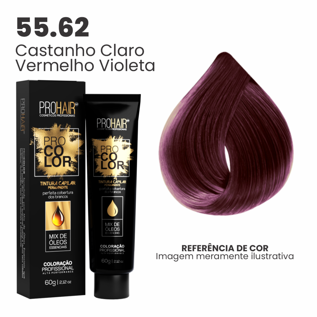 Coloração Profissional 60g Pro Color - 55.62 Castanho Claro Vermelho
