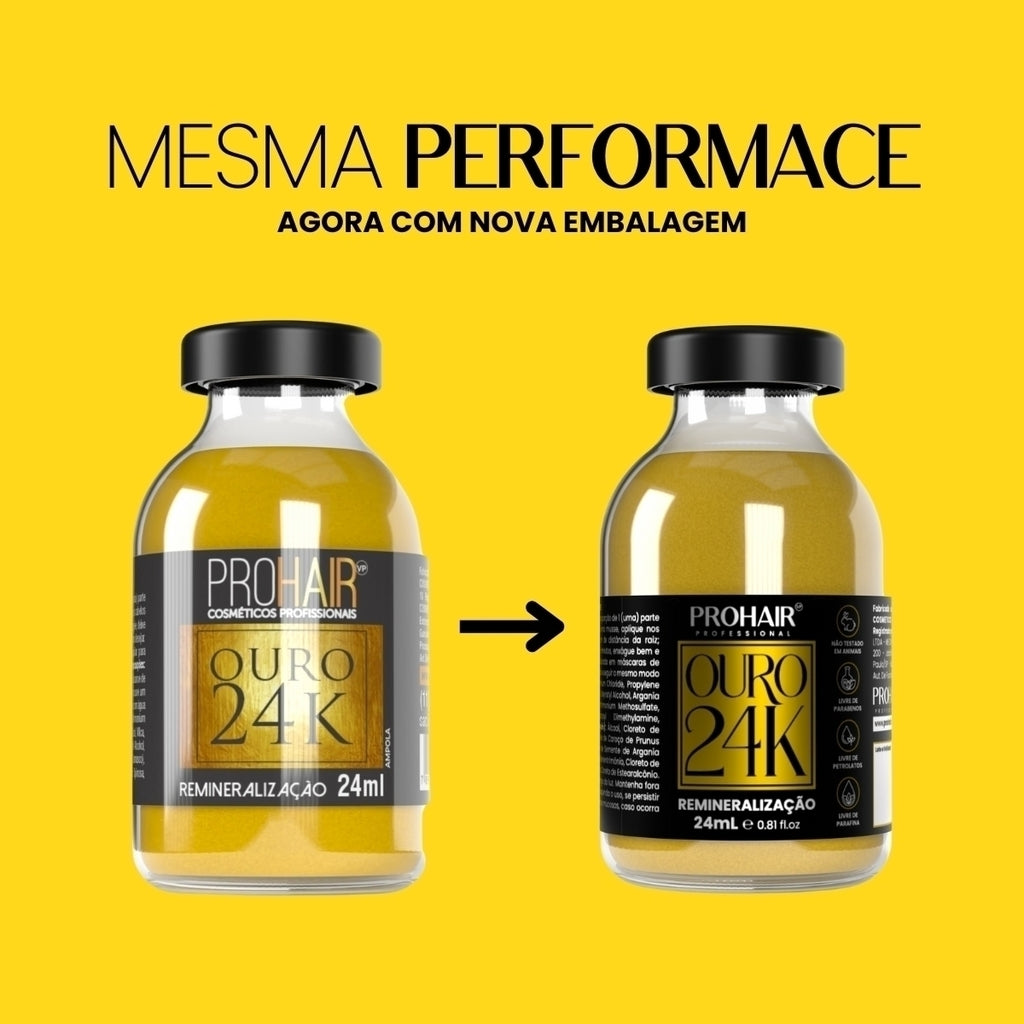 Ampola de Hidratação Ouro 24K 24ml - Prohair