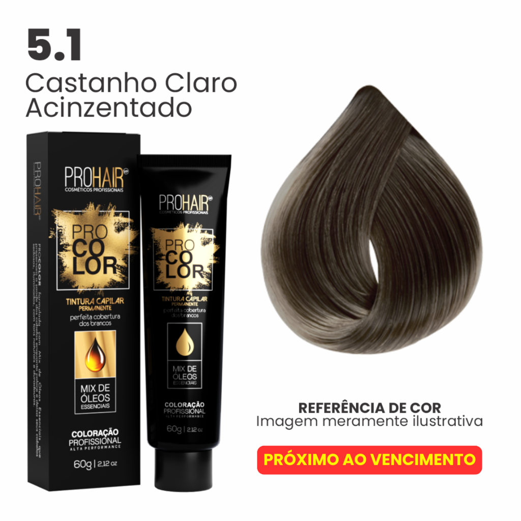 Coloração Profissional 60g Pro Color - 5.1 Castanho Claro