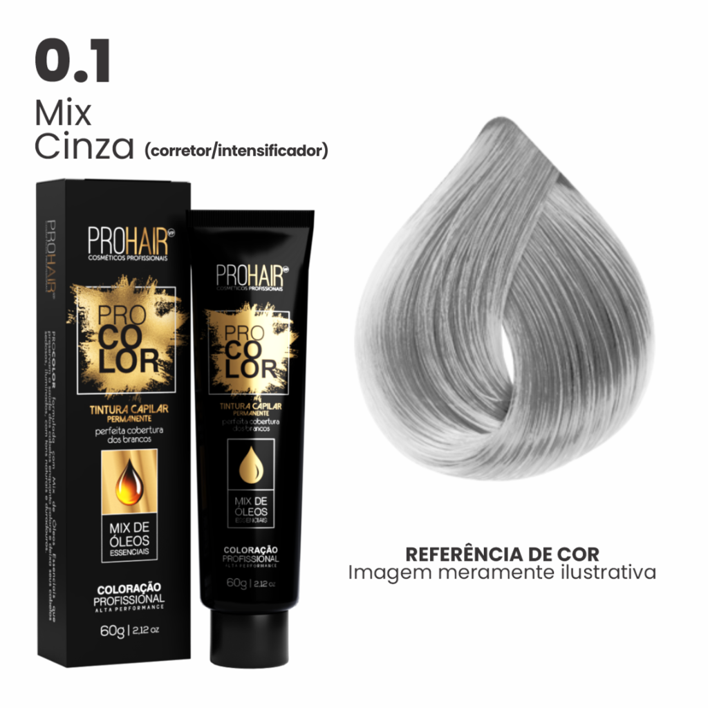 Coloração Profissional 60g Pro Color - 0.1 Mix Cinza